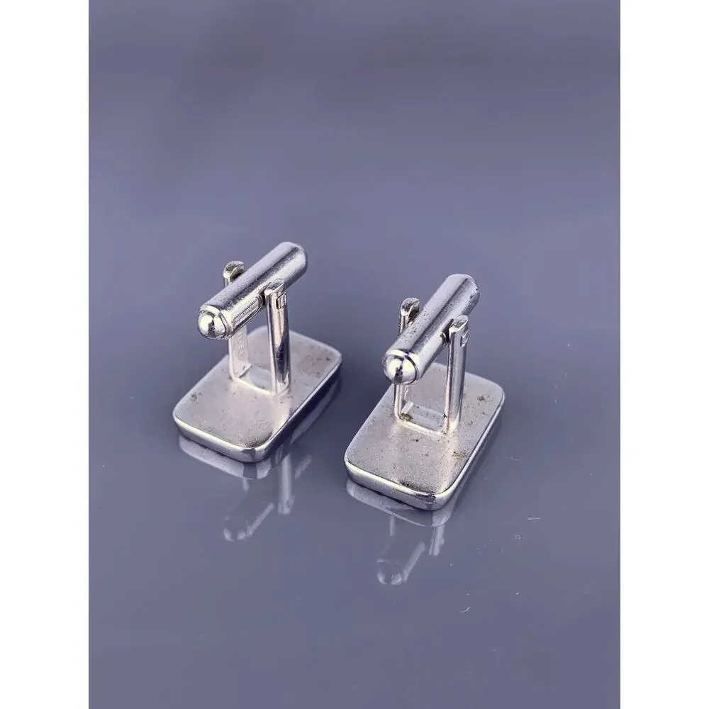 Simple Rectangle Polished Cufflinks Silver Tone Swoops Speidel Vintage